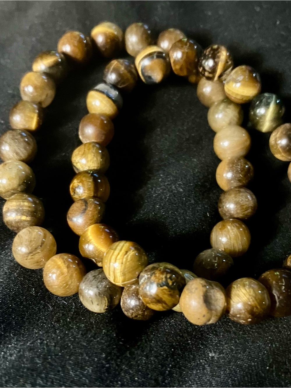 Natural Tiger's Eye Beaded Stretch Bracelet - Brown
